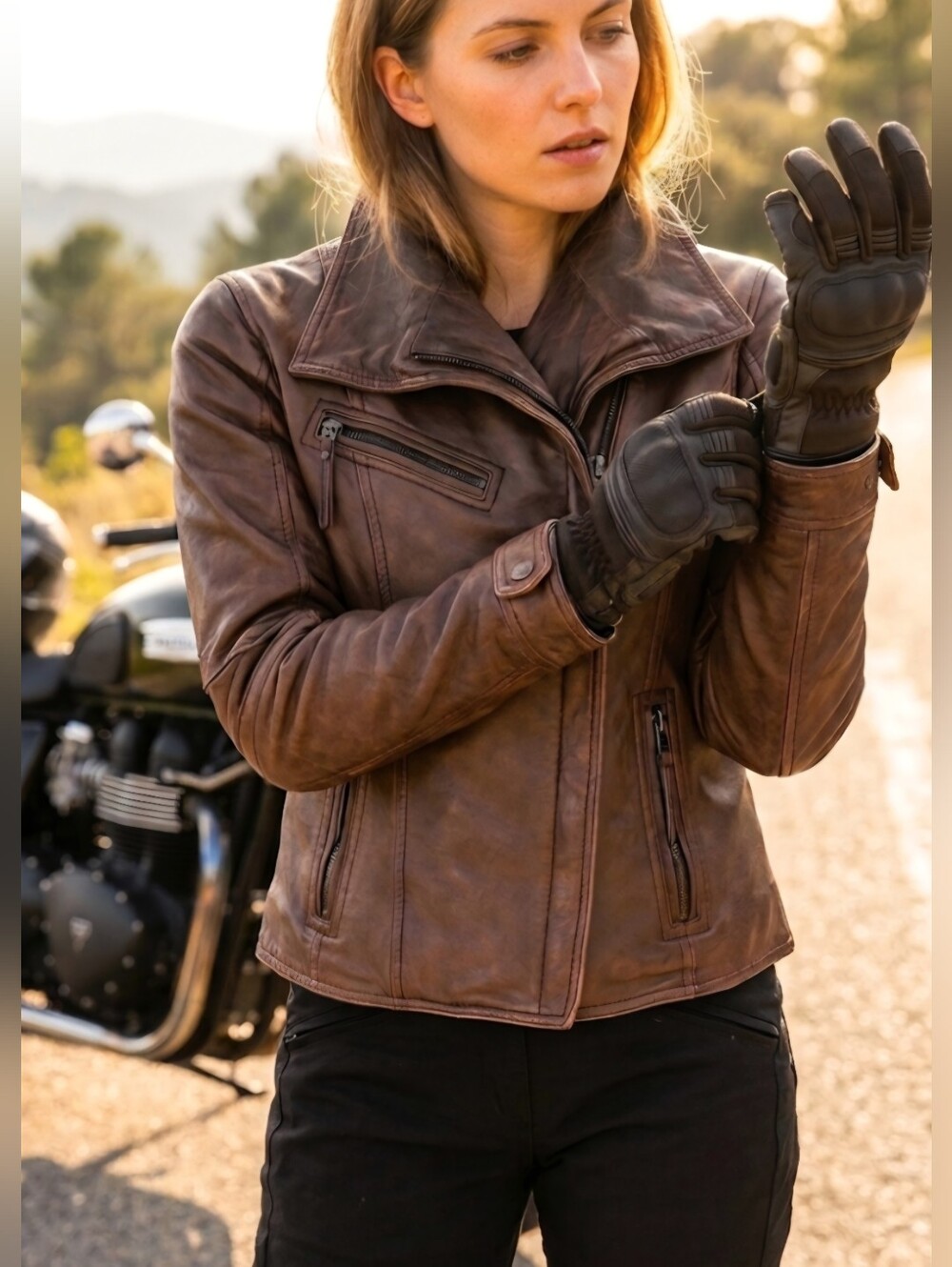 Danier Leather Cropped Moto Fall Winter Jacket / 2XS / Chocolate Brown
